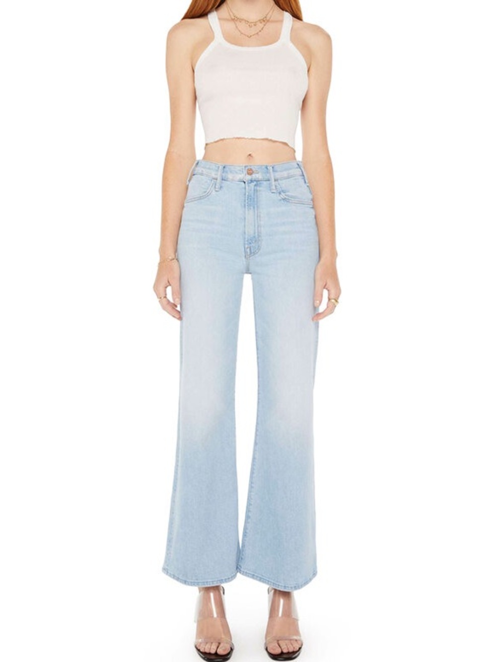 MOTHER Light Blue High-Rise Flare Jeans, 31